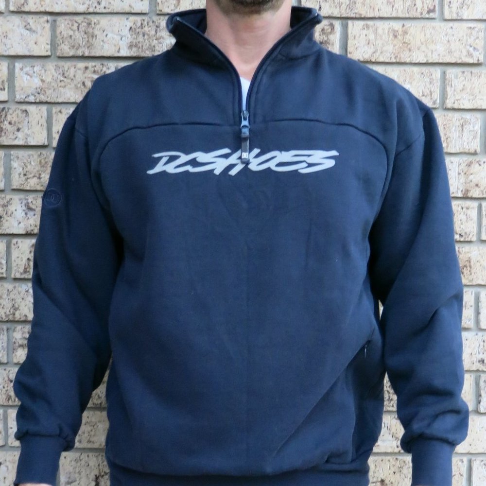 DC Vintage Skate 1/4-Zip Sweatshirt, Large, Navy Blue